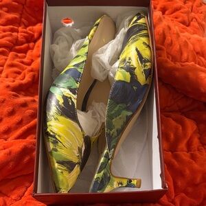 YDN Yellow and Blue Floral Heels
